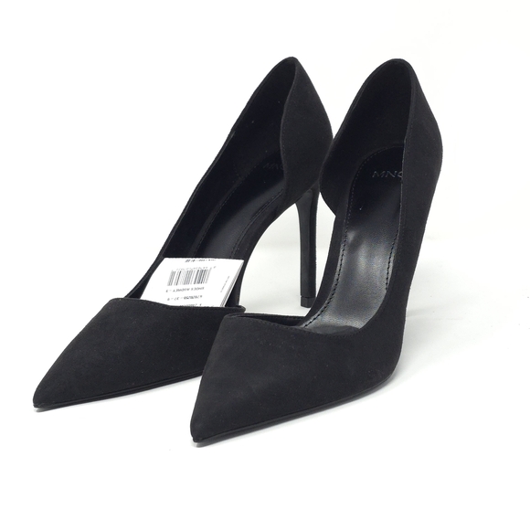 Rikka Shoes - Mango Audrey Black Suede Pointed Toe Stiletto Pumps Size EU 37 / US 9.5M